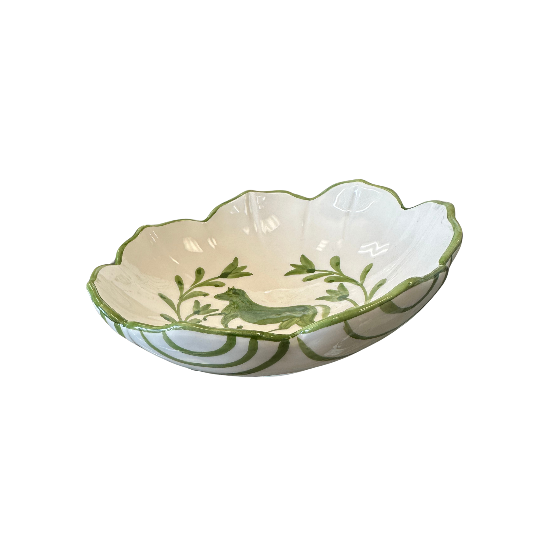 Green Horse Small Serving Bowl