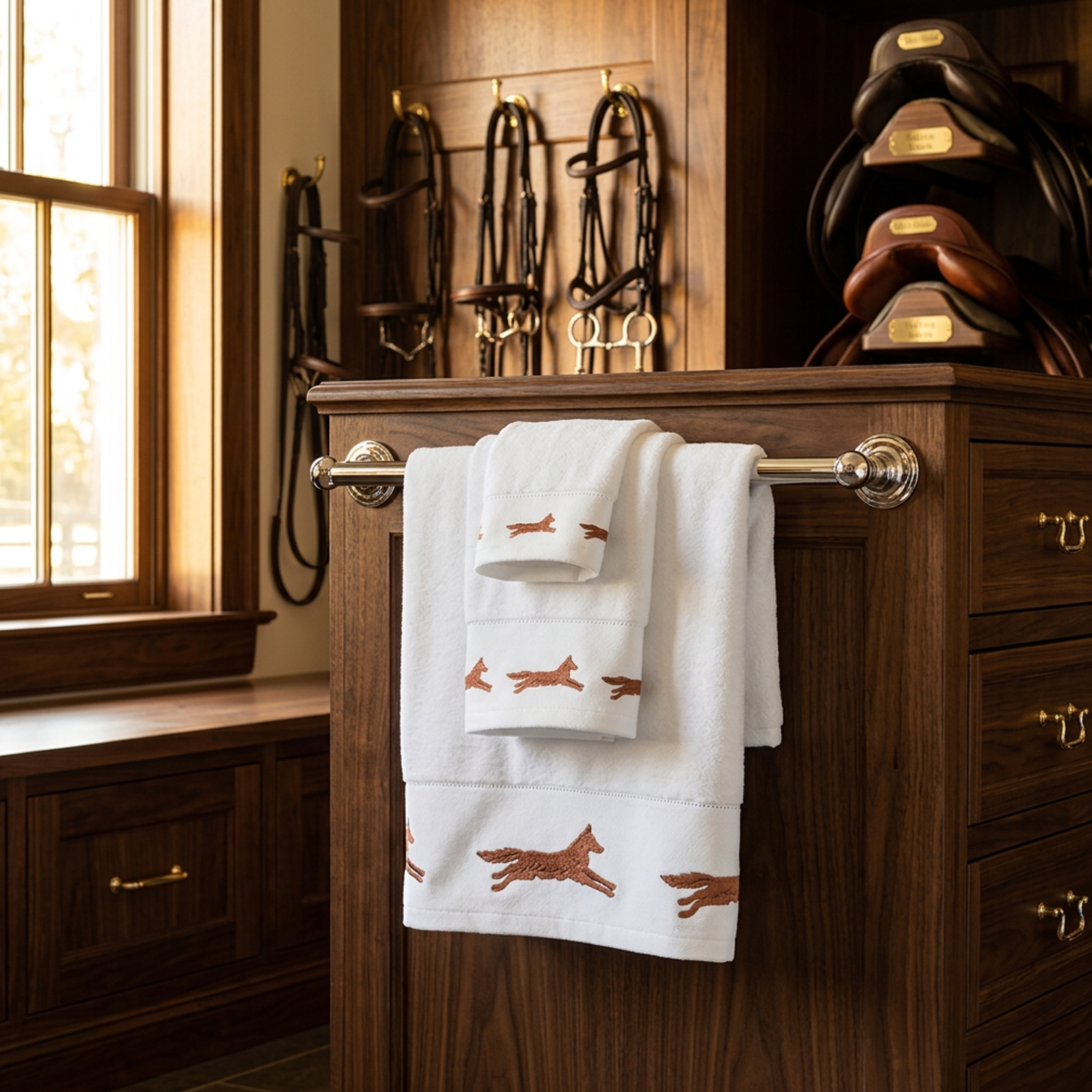 Peacock Alley Bath Towel Running Fox