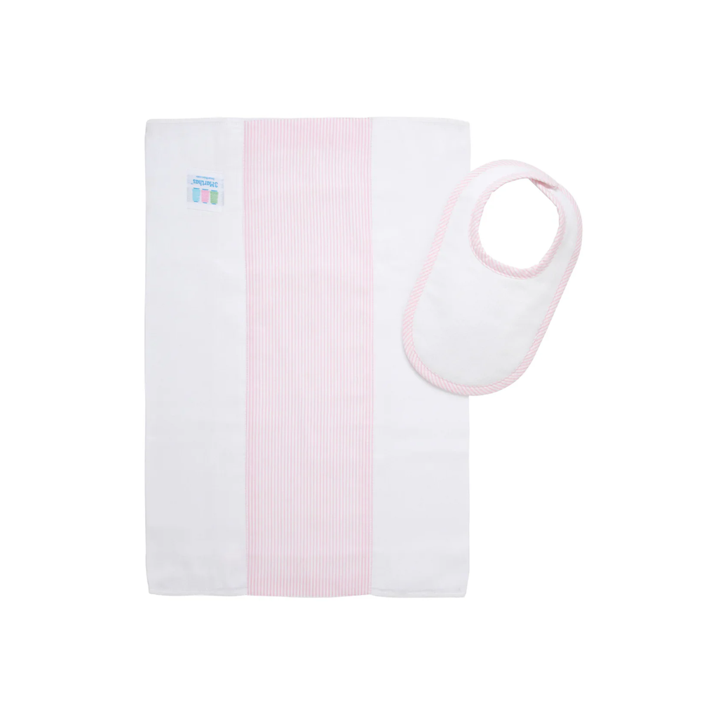 Seersucker Drooler Bib & Burp Set