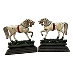 Antique Pair of Greenlees Glasgow 19th Century Victorian Cast Iron Horse Door Stops