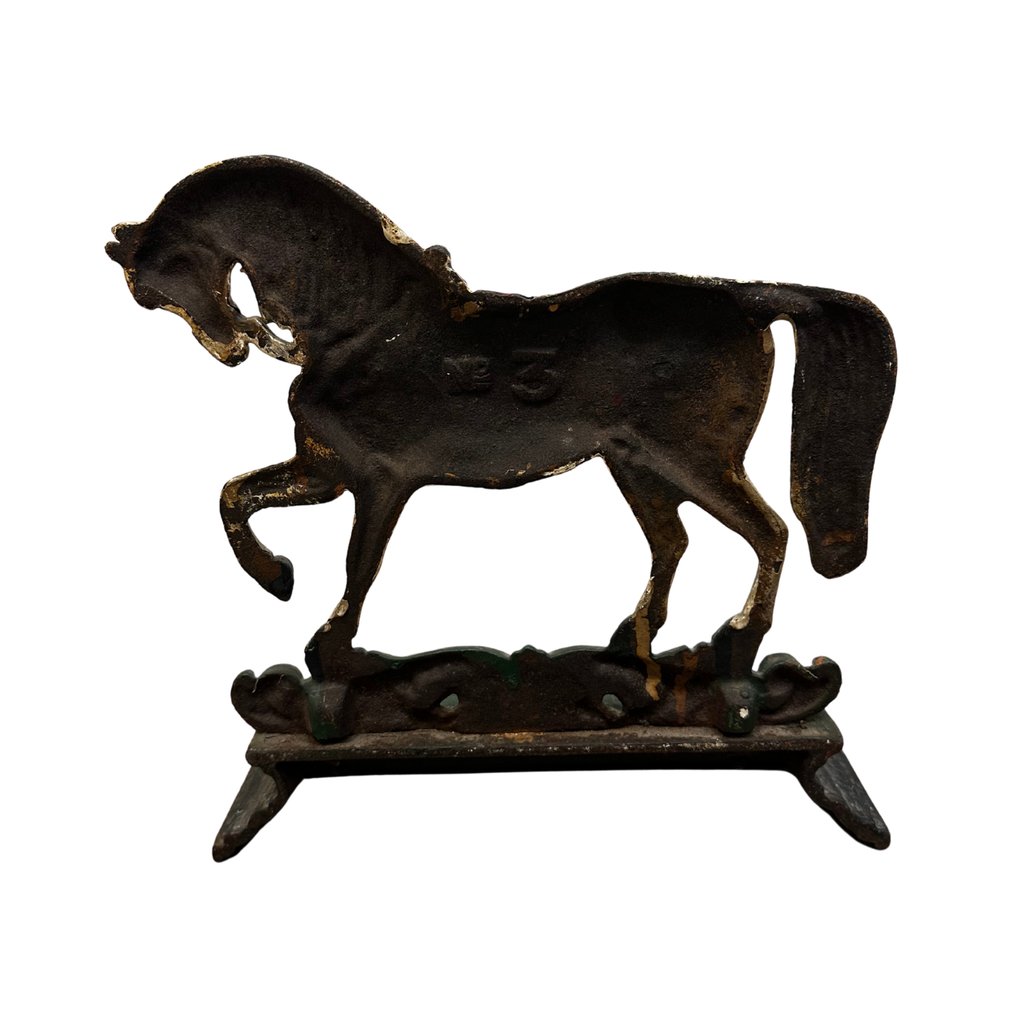Antique Pair of Greenlees Glasgow 19th Century Victorian Cast Iron Horse Door Stops