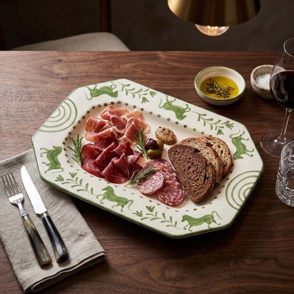 Green Horse Rectangle Serving Platter