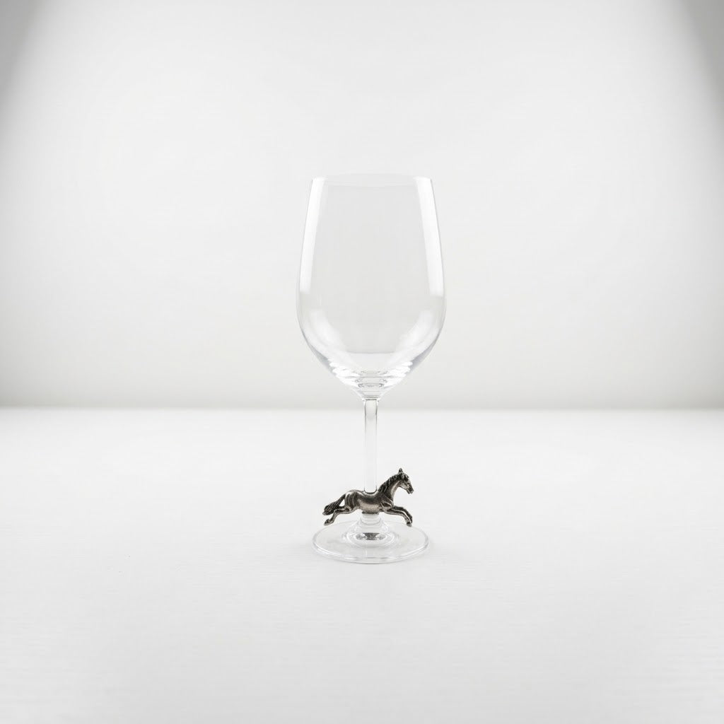 Running Horse Wine Glass, Pewter